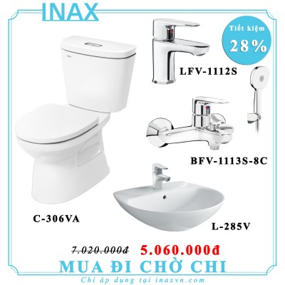Combo bồn cầu inax C306VA + L285V + LFV1112S + 1113S_8C