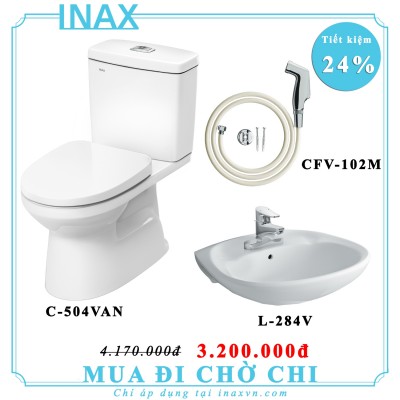 Combo bồn cầu inax C504VAN + L284V + CFV102M