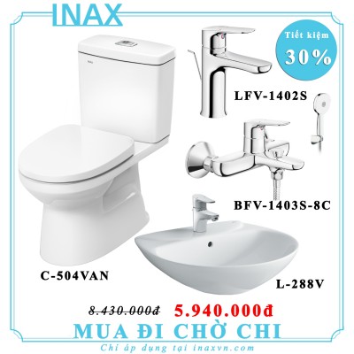 Combo bồn cầu inax C504VAN + L288V + LFV1402S + BFV1403S-8C
