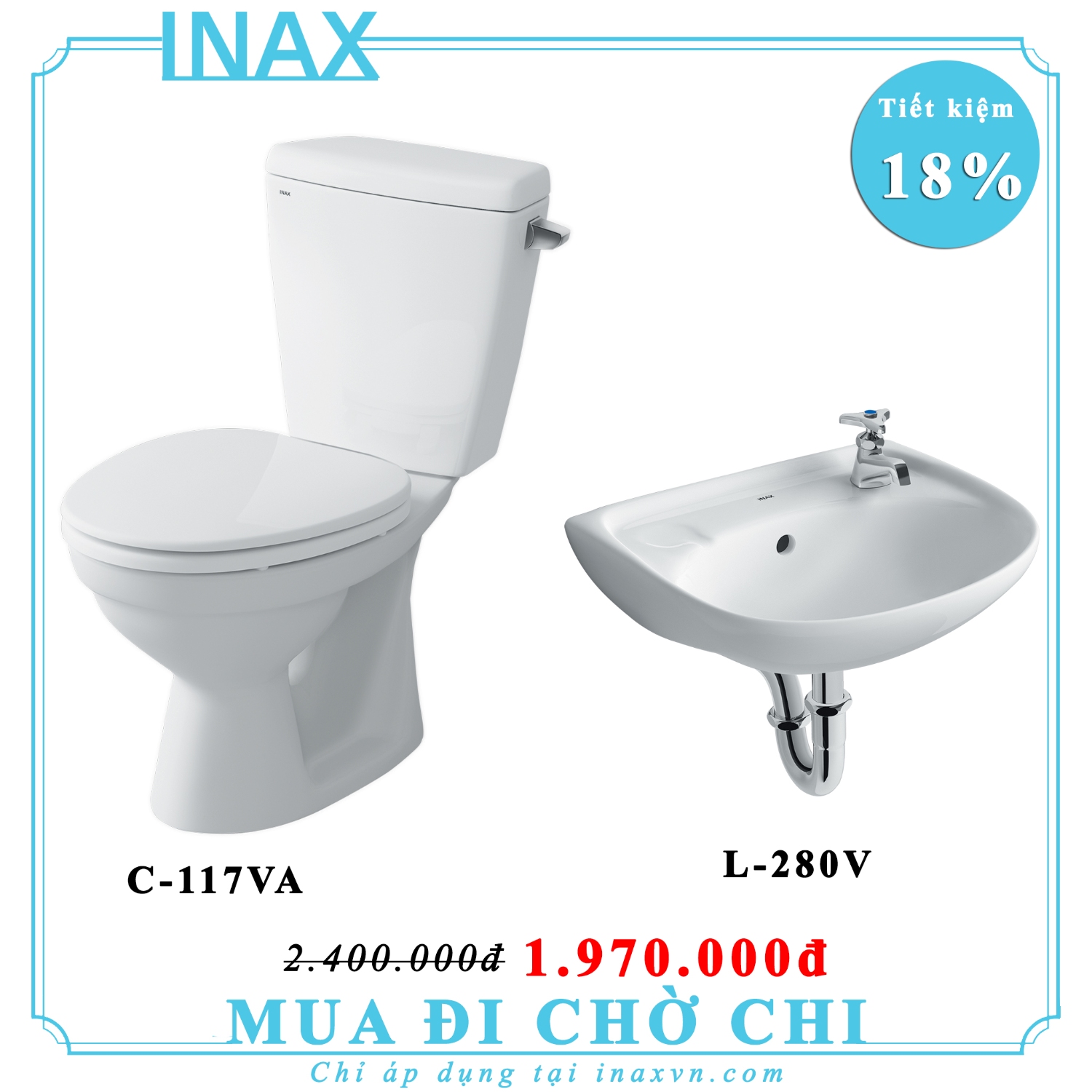 Combo bồn cầu inax C-117VA + L-280V
